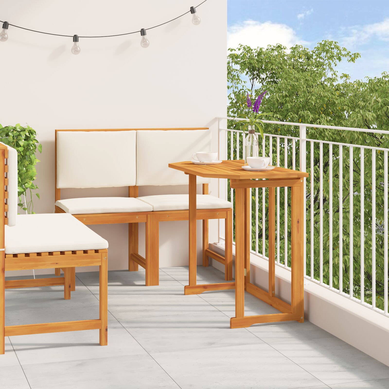 Set de dining pentru grădină 4 piese din lemn de acacia Set de dining pentru grădină 4 piese din lemn de acacia