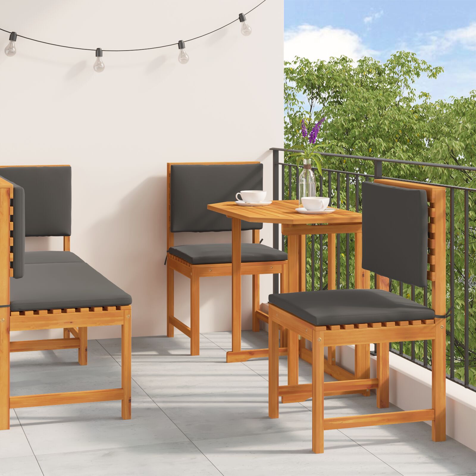 vidaXL Set mobilier de grădină cu perne, 5 piese, lemn masiv de acacia