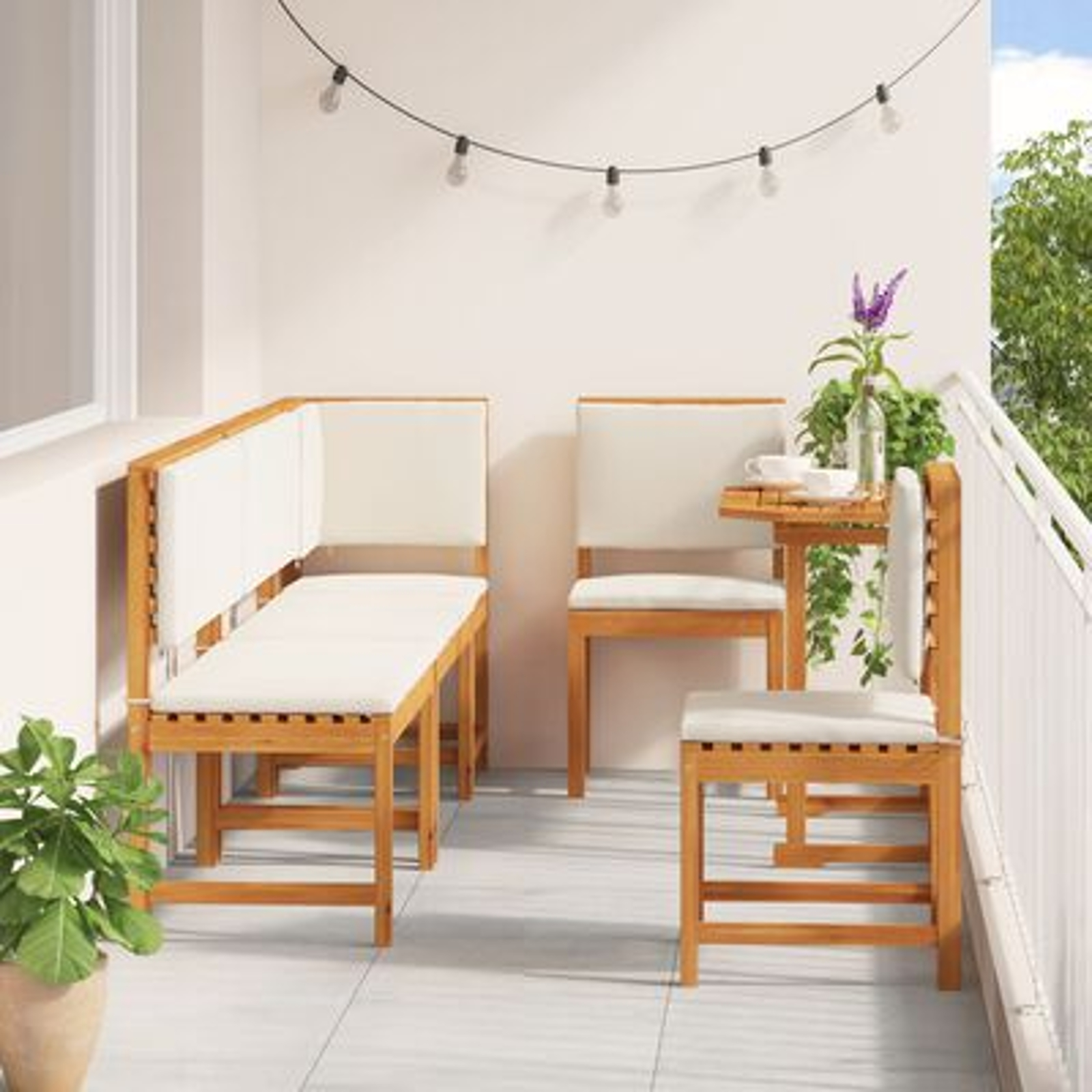 vidaXL Set mobilier de grădină cu perne, 6 piese, lemn masiv de acacia