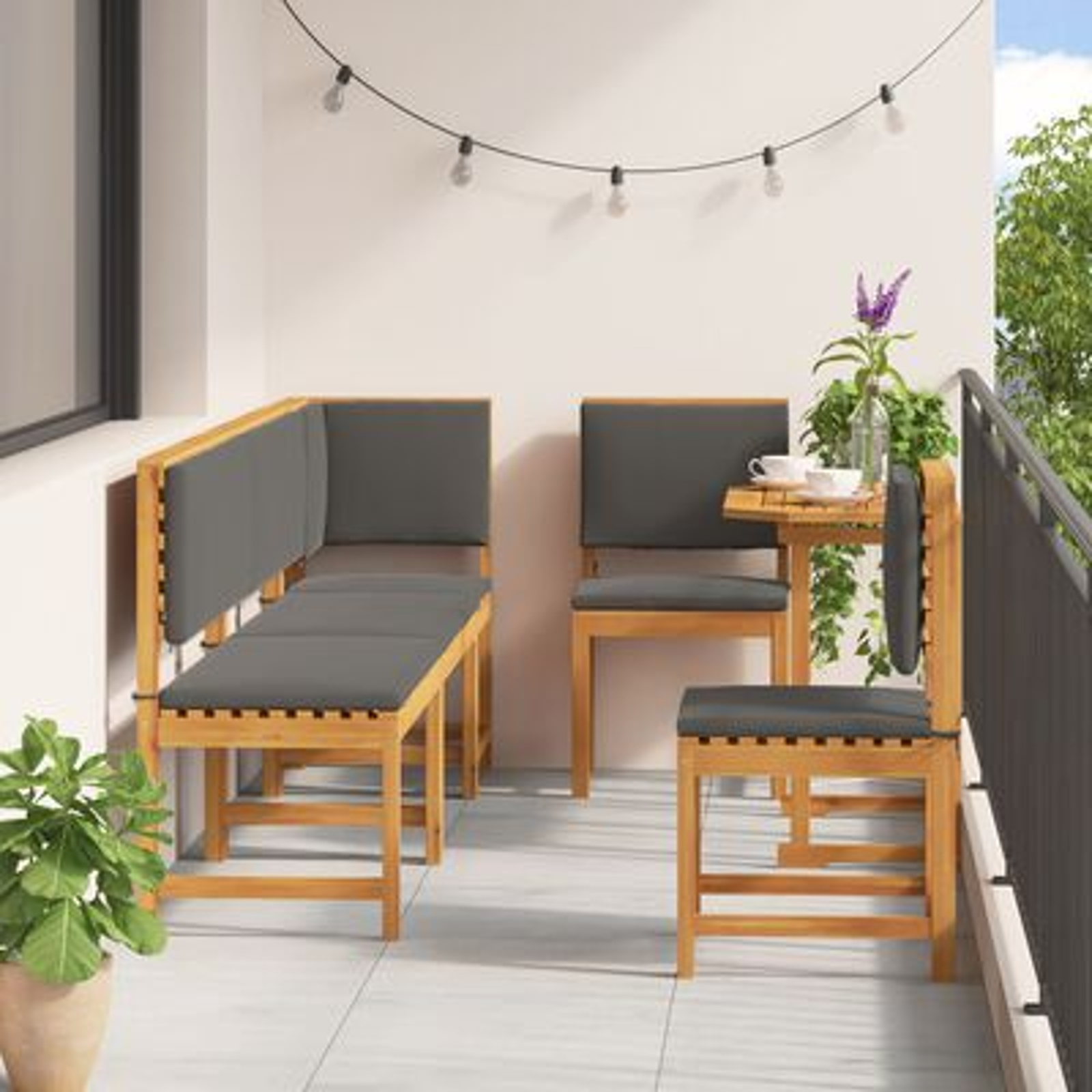 vidaXL Set mobilier de grădină cu perne, 6 piese, lemn masiv de acacia