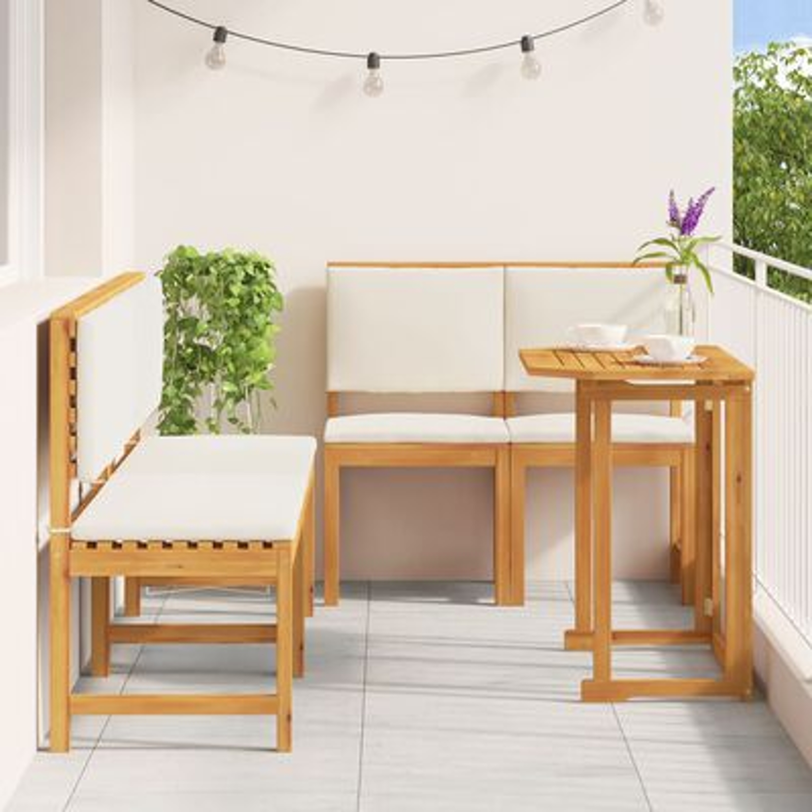 vidaXL Set mobilier de grădină cu perne, 5 piese, lemn masiv de acacia vidaXL Set mobilier de grădină cu perne, 5 piese, lemn masiv de acacia