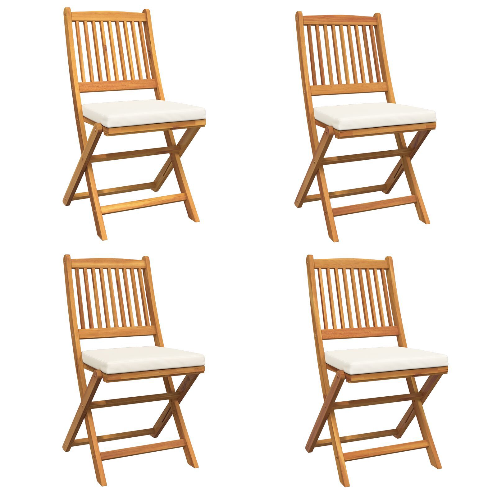 vidaXL Scaun pliant 4 pcs Alb 49 x 57.5 x 92cm Lemn masiv de acacia vidaXL Scaun pliant 4 pcs Alb 49 x 57.5 x 92cm Lemn masiv de acacia