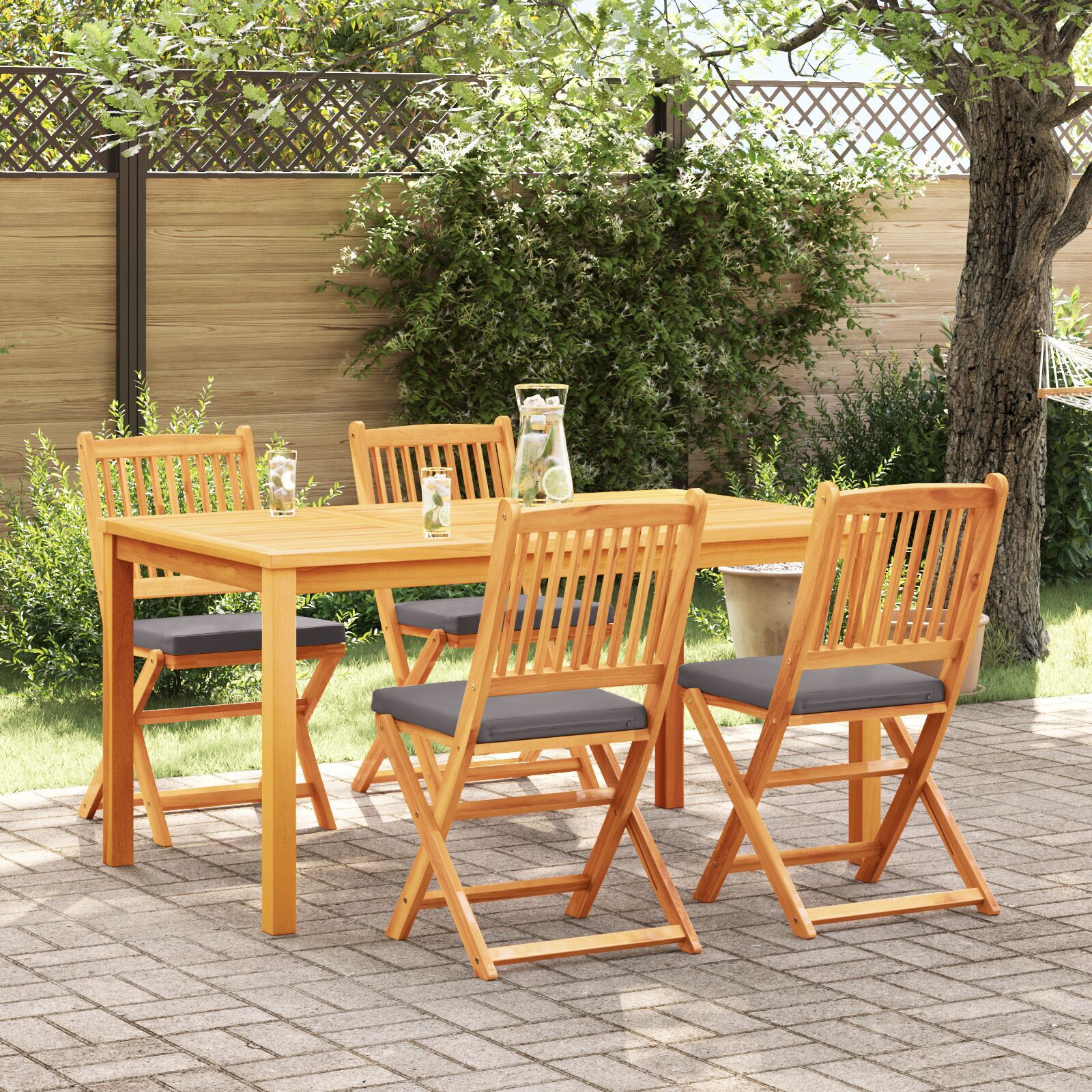 vidaXL Scaun pliant 4 pcs Gri 49 x 57.5 x 92cm Lemn masiv de acacia vidaXL Scaun pliant 4 pcs Gri 49 x 57.5 x 92cm Lemn masiv de acacia