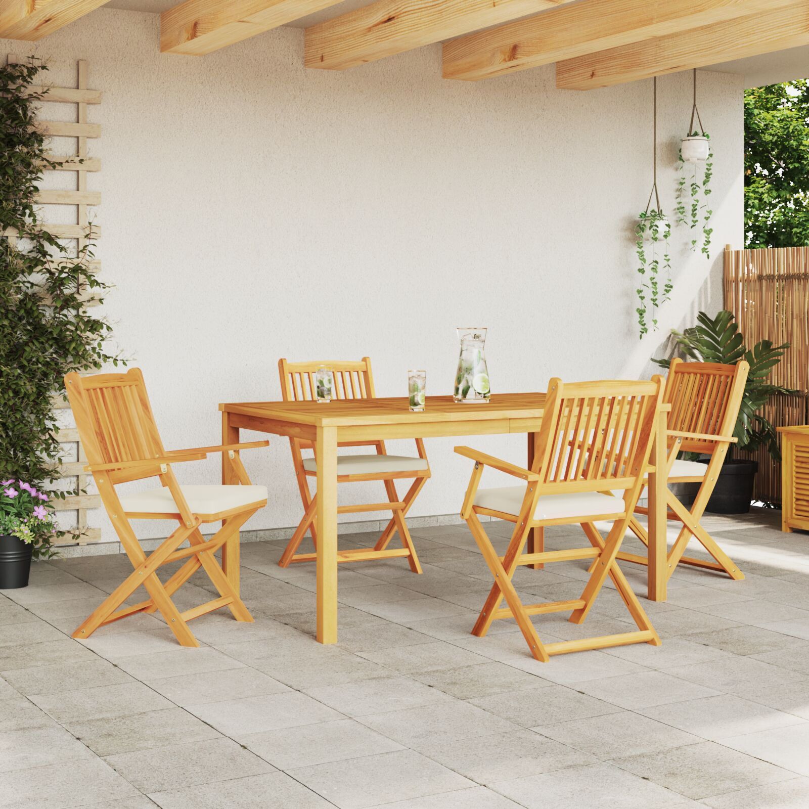 vidaXL Scaun pliant 4 pcs Alb 49 x 57.5 x 92cm Lemn masiv de acacia vidaXL Scaun pliant 4 pcs Alb 49 x 57.5 x 92cm Lemn masiv de acacia