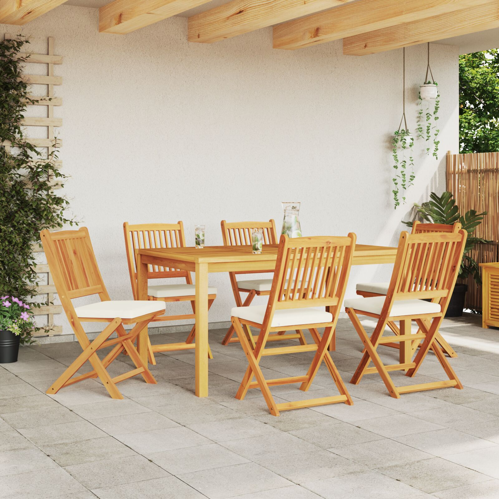 vidaXL Scaun pliant 6 pcs Alb 49 x 57.5 x 92cm Lemn masiv de acacia vidaXL Scaun pliant 6 pcs Alb 49 x 57.5 x 92cm Lemn masiv de acacia