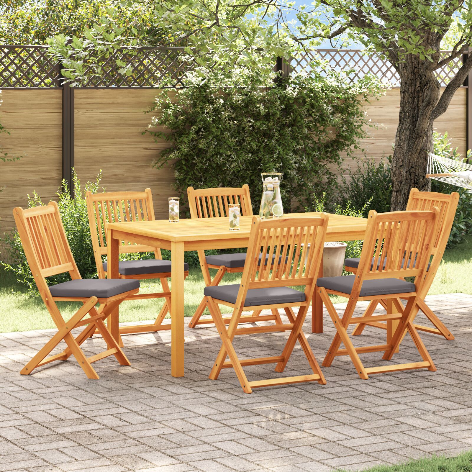 vidaXL Scaun pliant 6 pcs Gri 49 x 57.5 x 92cm Lemn masiv de acacia vidaXL Scaun pliant 6 pcs Gri 49 x 57.5 x 92cm Lemn masiv de acacia