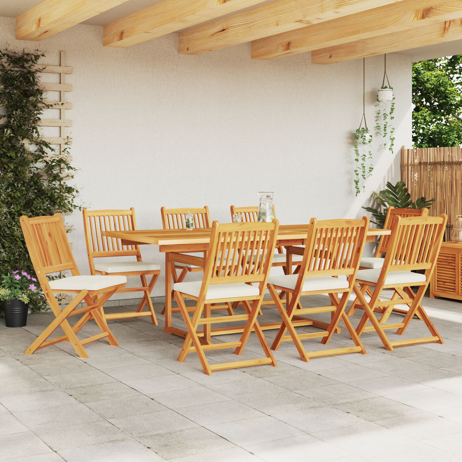 vidaXL Scaun pliant 8 pcs Alb 49 x 57.5 x 92cm Lemn masiv de acacia vidaXL Scaun pliant 8 pcs Alb 49 x 57.5 x 92cm Lemn masiv de acacia
