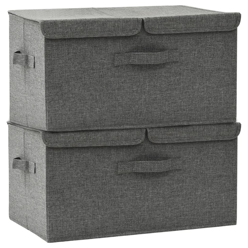 vidaXL Cutii de depozitare 2 buc. antracit 50x30x25 cm material textil vidaXL Cutii de depozitare 2 buc. antracit 50x30x25 cm material textil