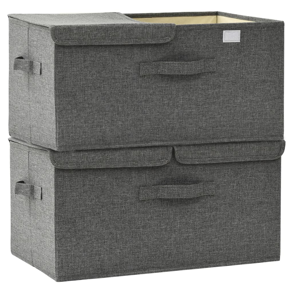 vidaXL Cutii de depozitare 2 buc. antracit 50x30x25 cm material textil vidaXL Cutii de depozitare 2 buc. antracit 50x30x25 cm material textil