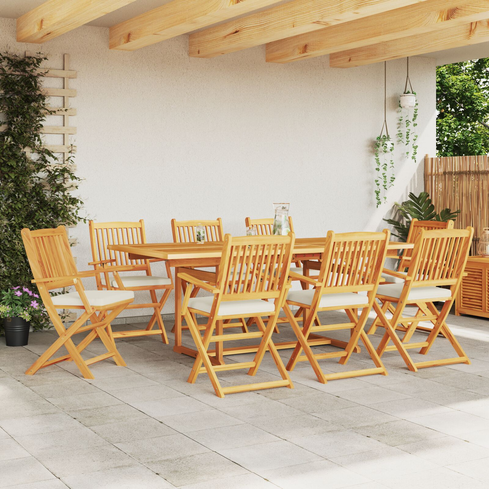 vidaXL Scaun pliant 8 pcs Alb 49 x 57.5 x 92cm Lemn masiv de acacia vidaXL Scaun pliant 8 pcs Alb 49 x 57.5 x 92cm Lemn masiv de acacia