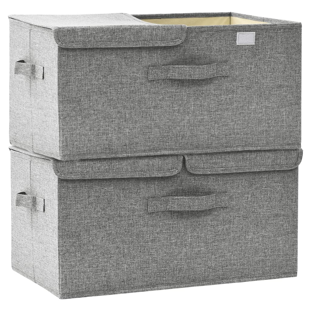 vidaXL Cutii de depozitare 2 buc. gri 50x30x25 cm material textil vidaXL Cutii de depozitare 2 buc. gri 50x30x25 cm material textil