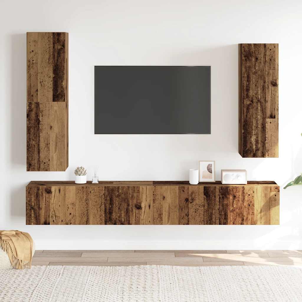 vidaXL Set dulap TV 4 piese montat pe perete lemn vechi lemn prelucrat