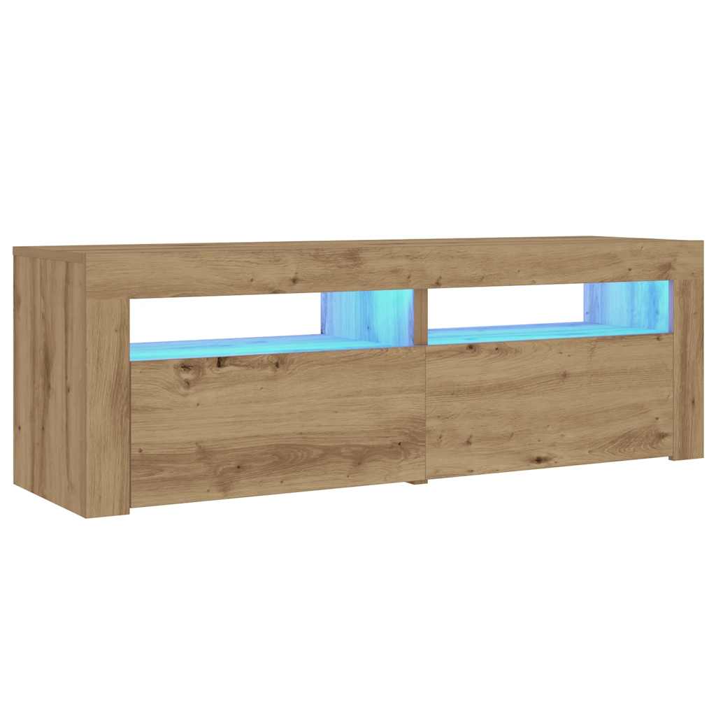 vidaXL Noptiere cu lumini LED, 2 buc.,Stejar artizanal, 60x35x40 cm