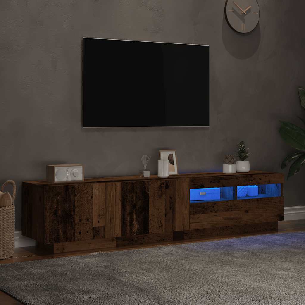 vidaXL Dulap TV cu lumini LED lemn vechi 180x35x40 cm lemn prelucrat vidaXL Dulap TV cu lumini LED lemn vechi 180x35x40 cm lemn prelucrat