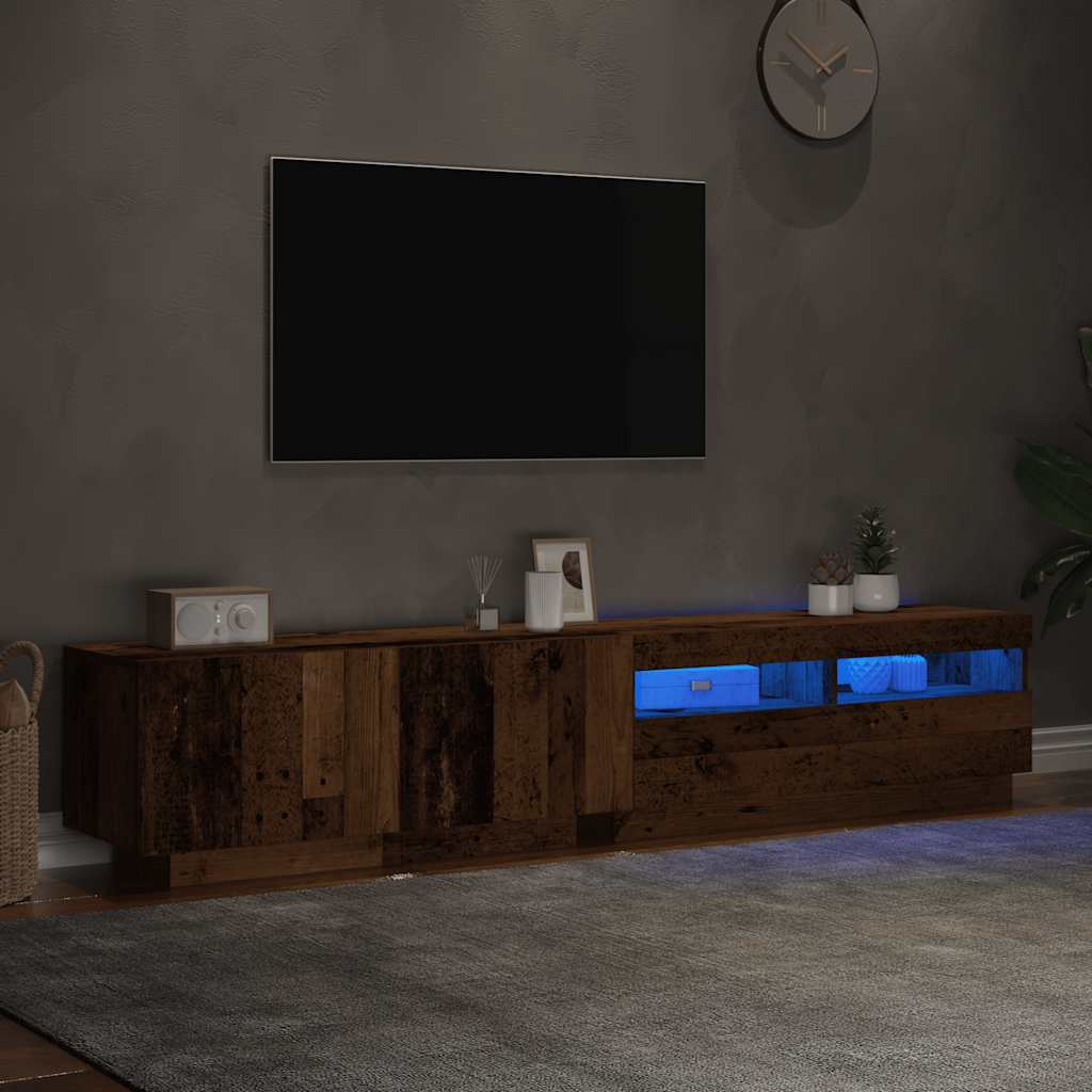 vidaXL Dulap TV cu lumini LED lemn vechi 200x35x40 cm lemn prelucrat vidaXL Dulap TV cu lumini LED lemn vechi 200x35x40 cm lemn prelucrat