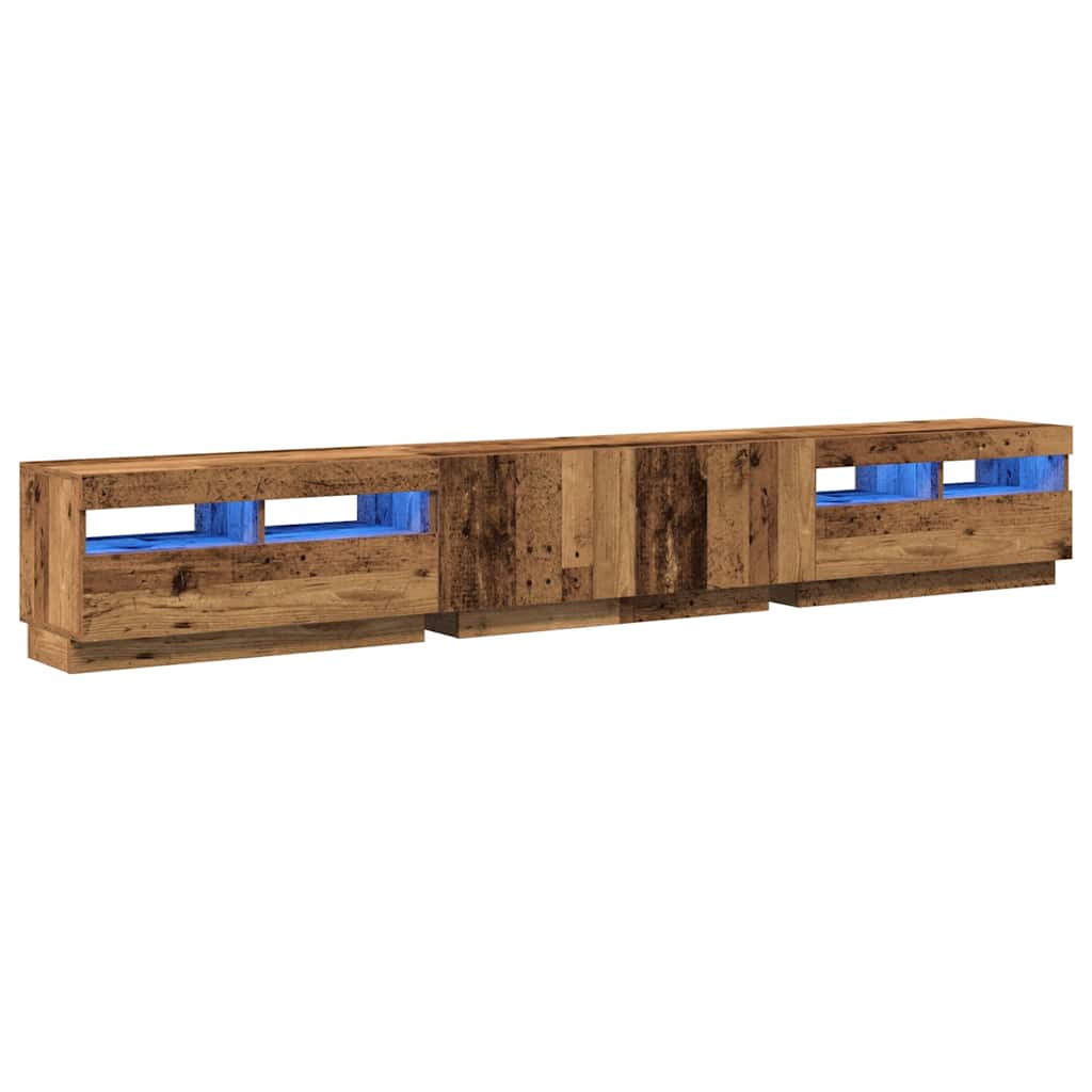 vidaXL Dulap TV cu lumini LED lemn vechi 260x35x40 cm lemn prelucrat vidaXL Dulap TV cu lumini LED lemn vechi 260x35x40 cm lemn prelucrat