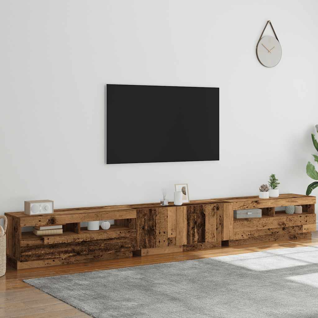 vidaXL Dulap TV cu lumini LED lemn vechi 300x35x40 cm lemn prelucrat vidaXL Dulap TV cu lumini LED lemn vechi 300x35x40 cm lemn prelucrat