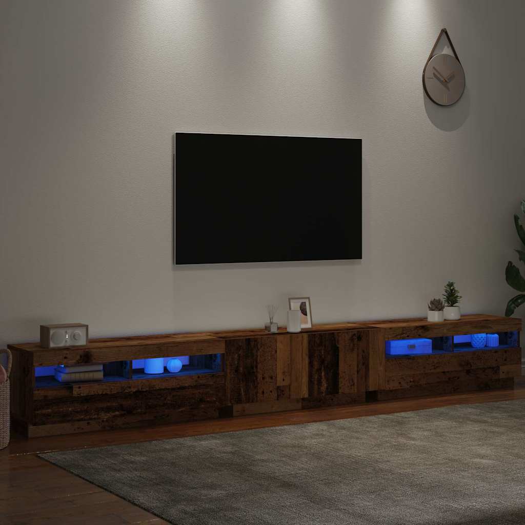vidaXL Dulap TV cu lumini LED lemn vechi 300x35x40 cm lemn prelucrat vidaXL Dulap TV cu lumini LED lemn vechi 300x35x40 cm lemn prelucrat