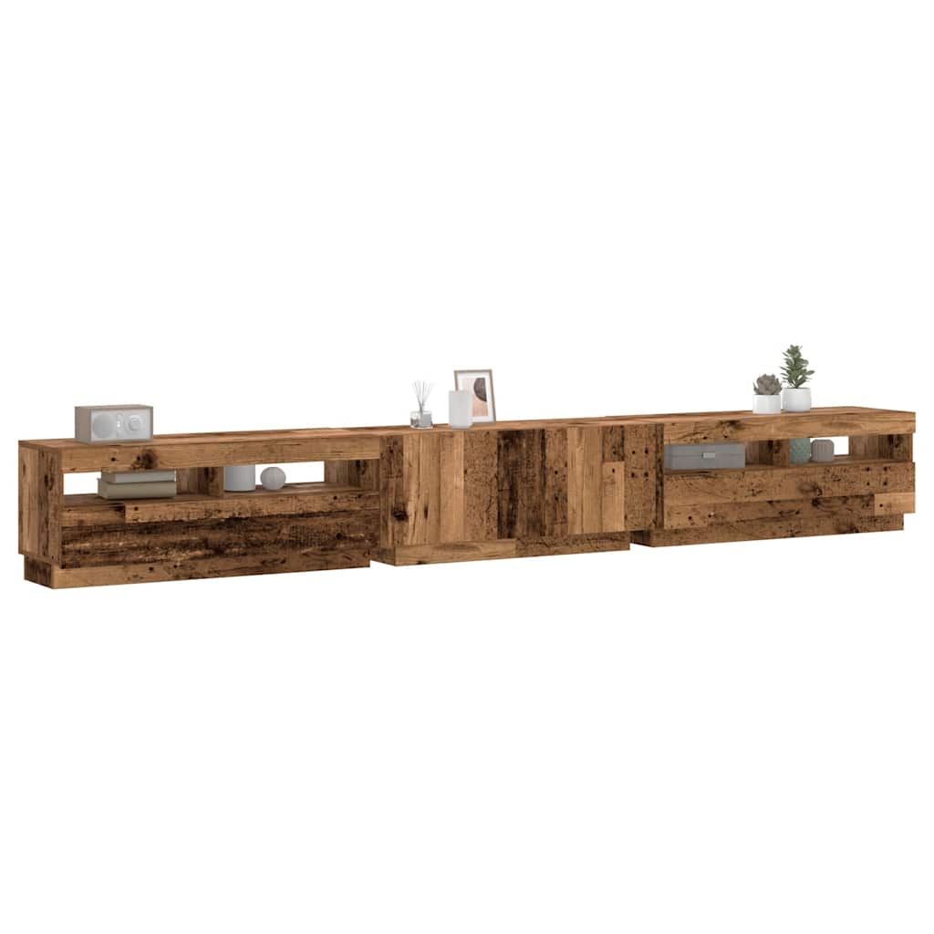 vidaXL Dulap TV cu lumini LED lemn vechi 300x35x40 cm lemn prelucrat vidaXL Dulap TV cu lumini LED lemn vechi 300x35x40 cm lemn prelucrat