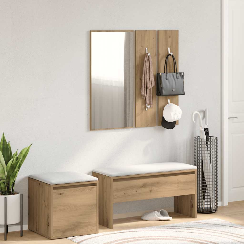 vidaXL Set de mobilier pentru hol din lemn de stejar artizanal