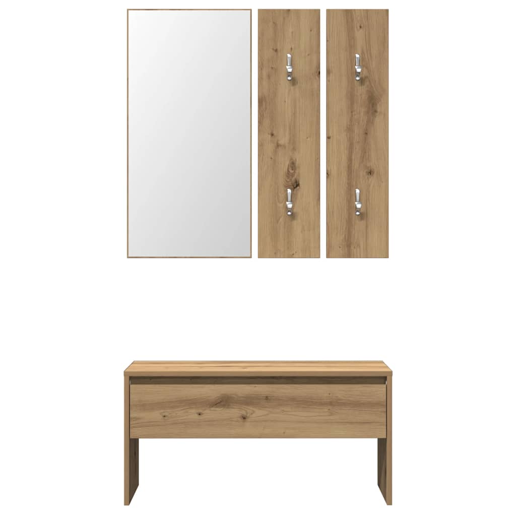 vidaXL Set de mobilier pentru hol din lemn de stejar artizanal