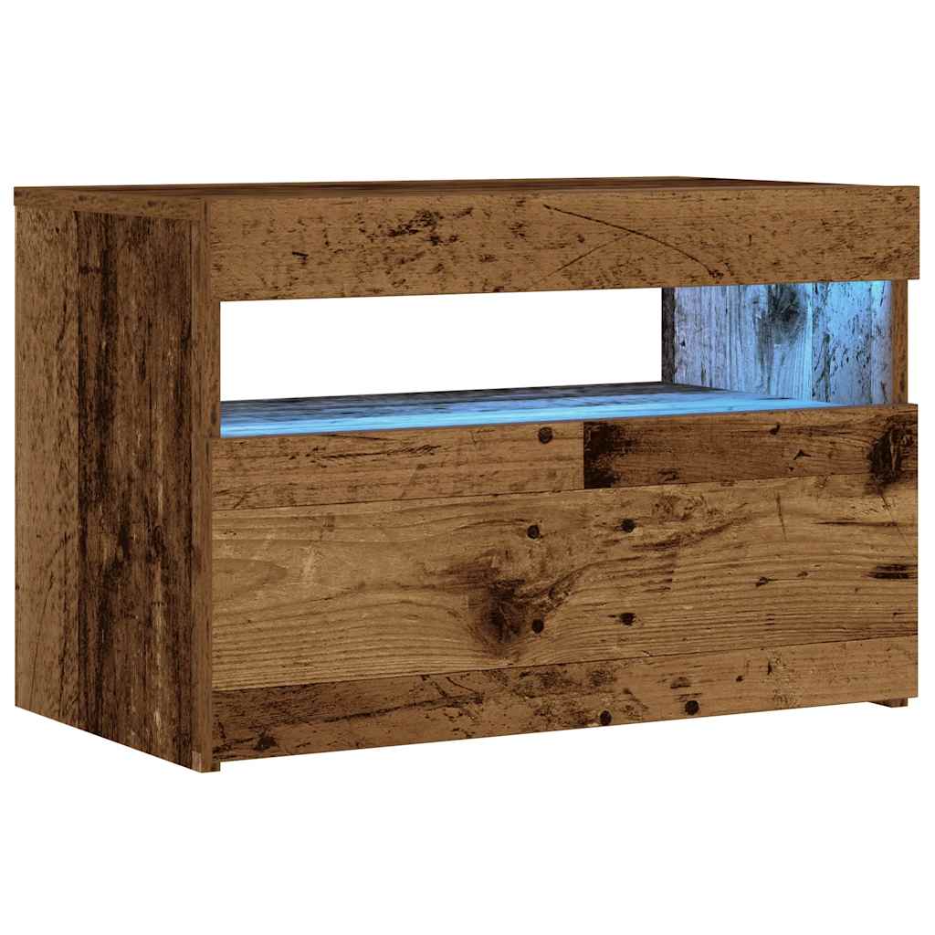 vidaXL Noptiera cu lumini LED Lemn vechi 60x35x40 cm Lemn prelucrat vidaXL Noptiera cu lumini LED Lemn vechi 60x35x40 cm Lemn prelucrat
