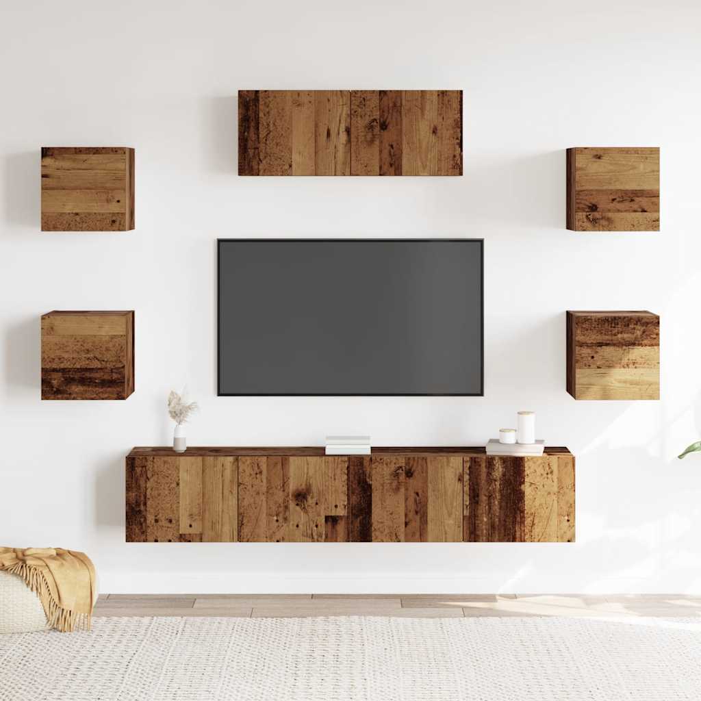 vidaXL Set dulap TV 5 piese din lemn vechi montat pe perete