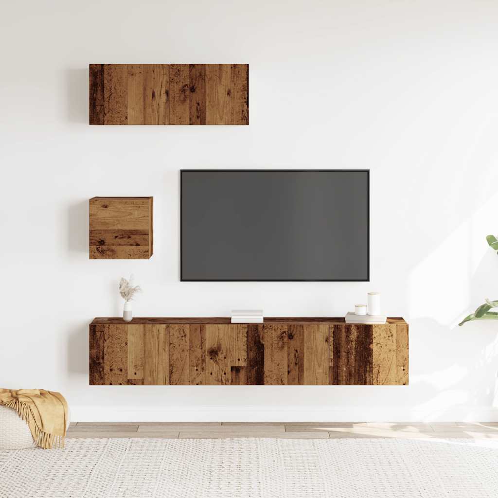 vidaXL Set dulap TV 4 piese montat pe perete lemn vechi lemn prelucrat