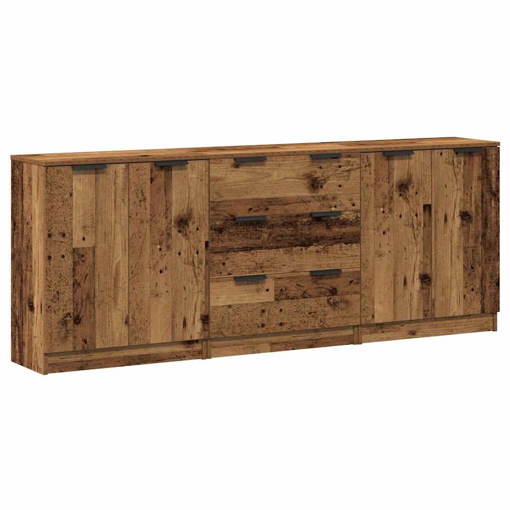 vidaXL Dulap, 3 buc., lemn învechit, 60x30x70 cm, lemn prelucrat