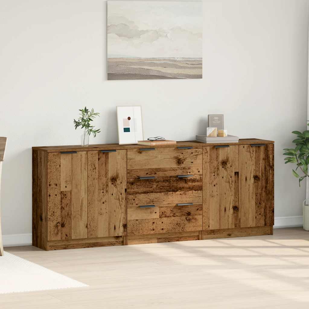 vidaXL Dulap, 3 buc., lemn învechit, 60x30x70 cm, lemn prelucrat