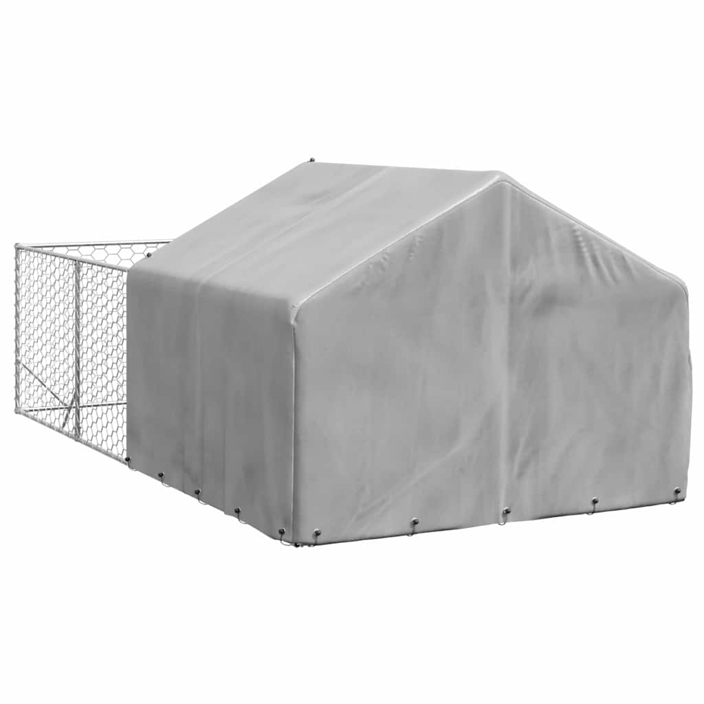 vidaXL Canisa de exterior cu alergare 4x2x1,5 m otel galvanizat