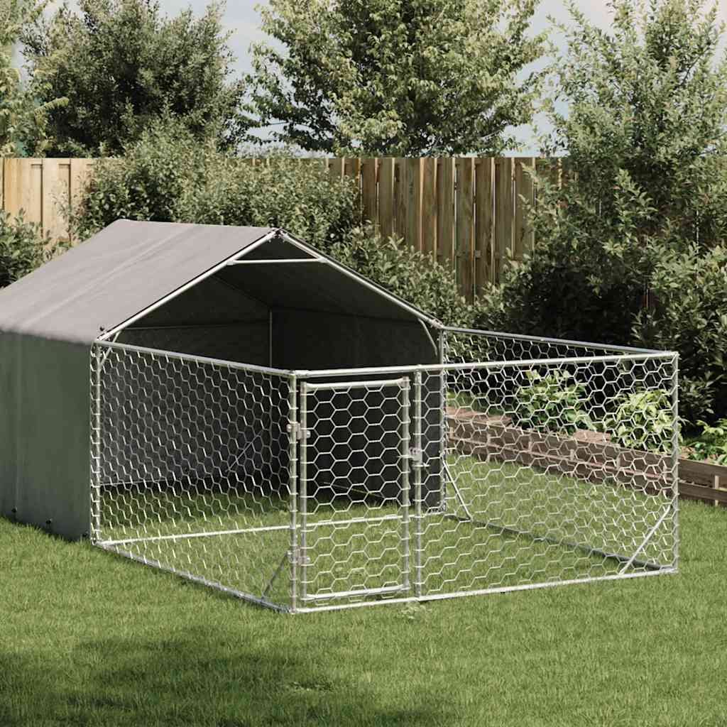 vidaXL Canisa de exterior cu alergare 5x2x1,5 m otel galvanizat vidaXL Canisa de exterior cu alergare 5x2x1,5 m otel galvanizat