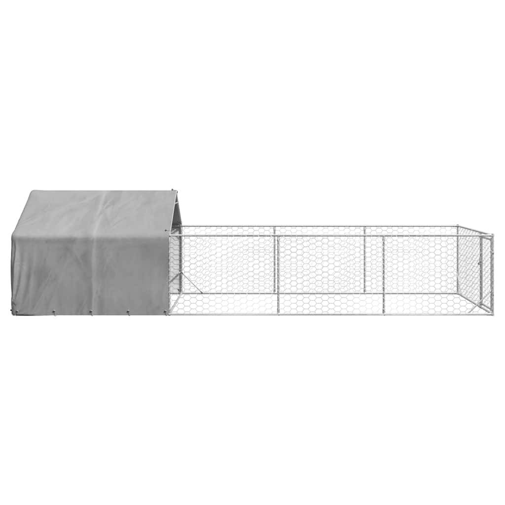 vidaXL Canisa de exterior cu alergare 7x2x1,5 m otel galvanizat