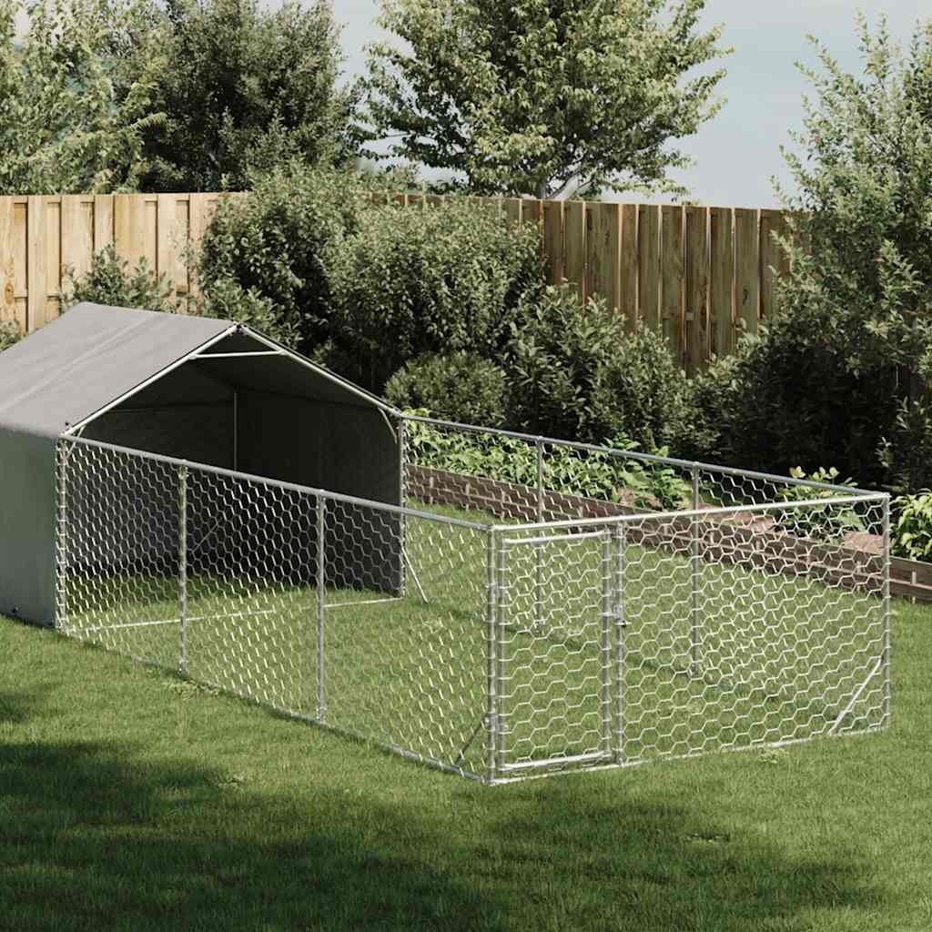 vidaXL Canisa de exterior cu alergare 6x2x1,5 m otel galvanizat vidaXL Canisa de exterior cu alergare 6x2x1,5 m otel galvanizat
