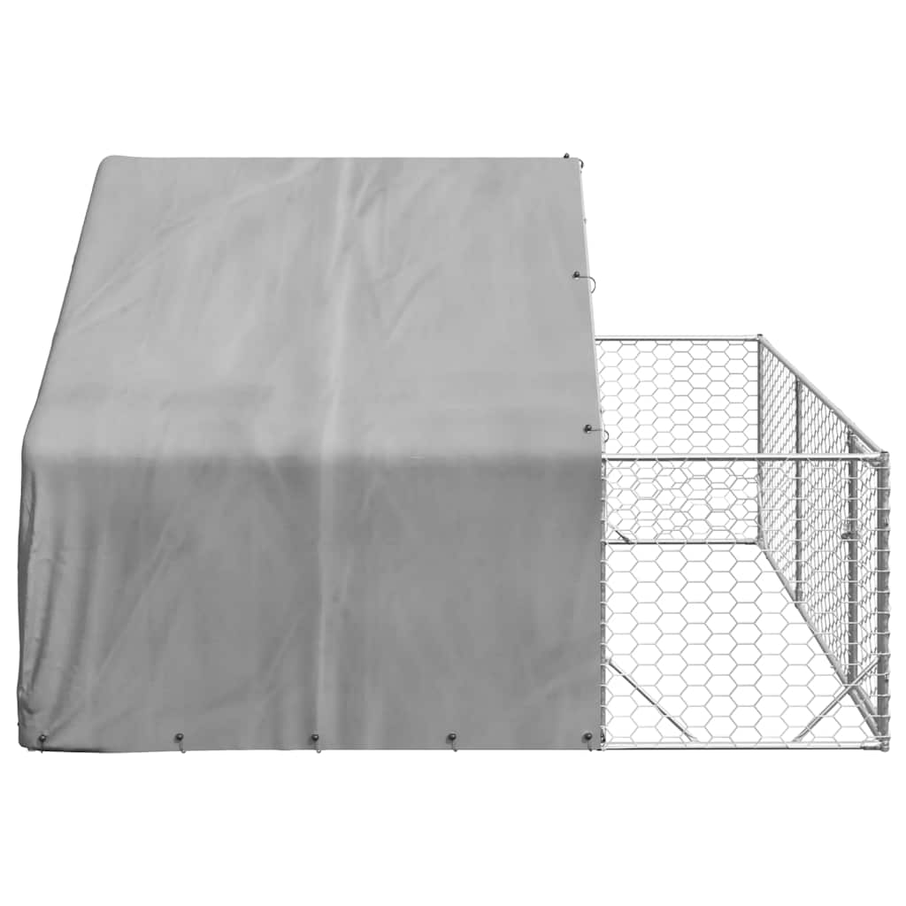 vidaXL Canisa de exterior cu alergare 3x3x1,9 m otel galvanizat