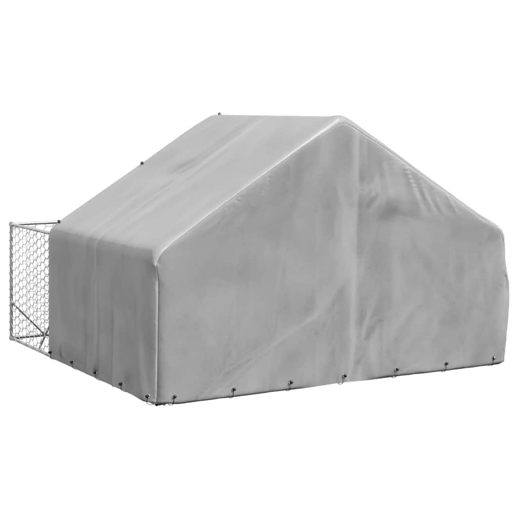vidaXL Canisa de exterior cu alergare 3x3x1,9 m otel galvanizat