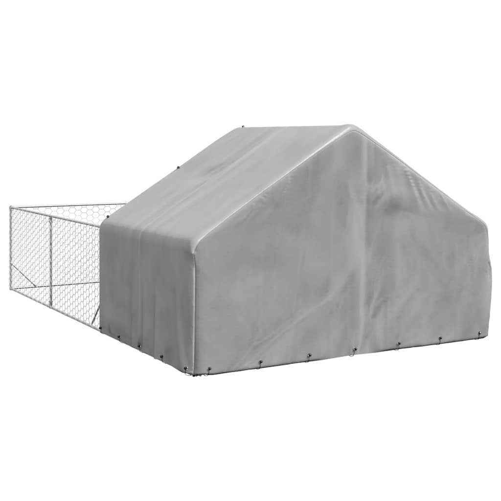 vidaXL Canisa de exterior cu alergare 6x3x1,9 m otel galvanizat