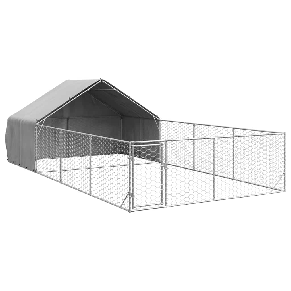 vidaXL Canisa de exterior cu alergare 7x3x1,9 m otel galvanizat
