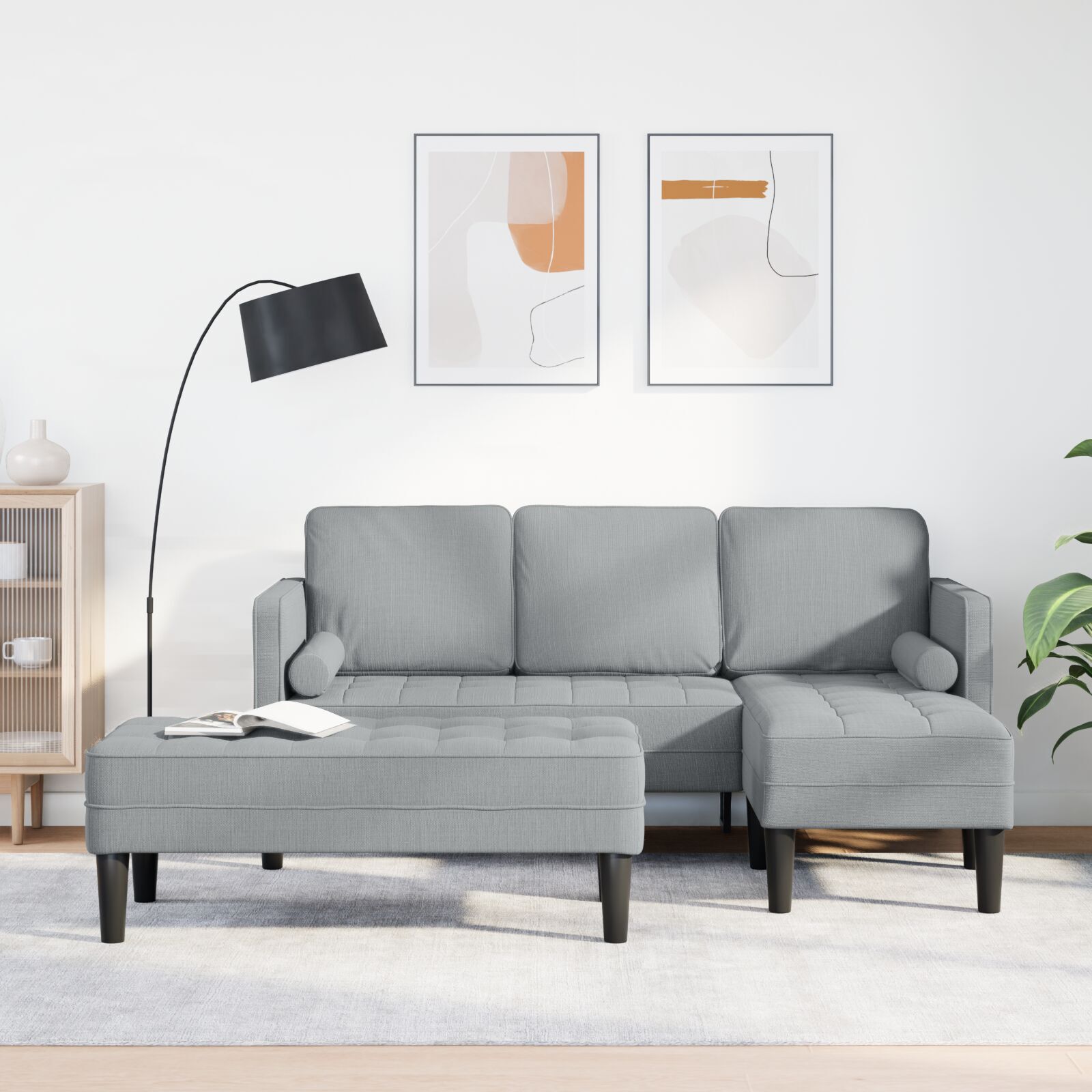 vidaXL Set de canapea 2 pcs Gri deschis 173 x 131 x 67 cm țesătură