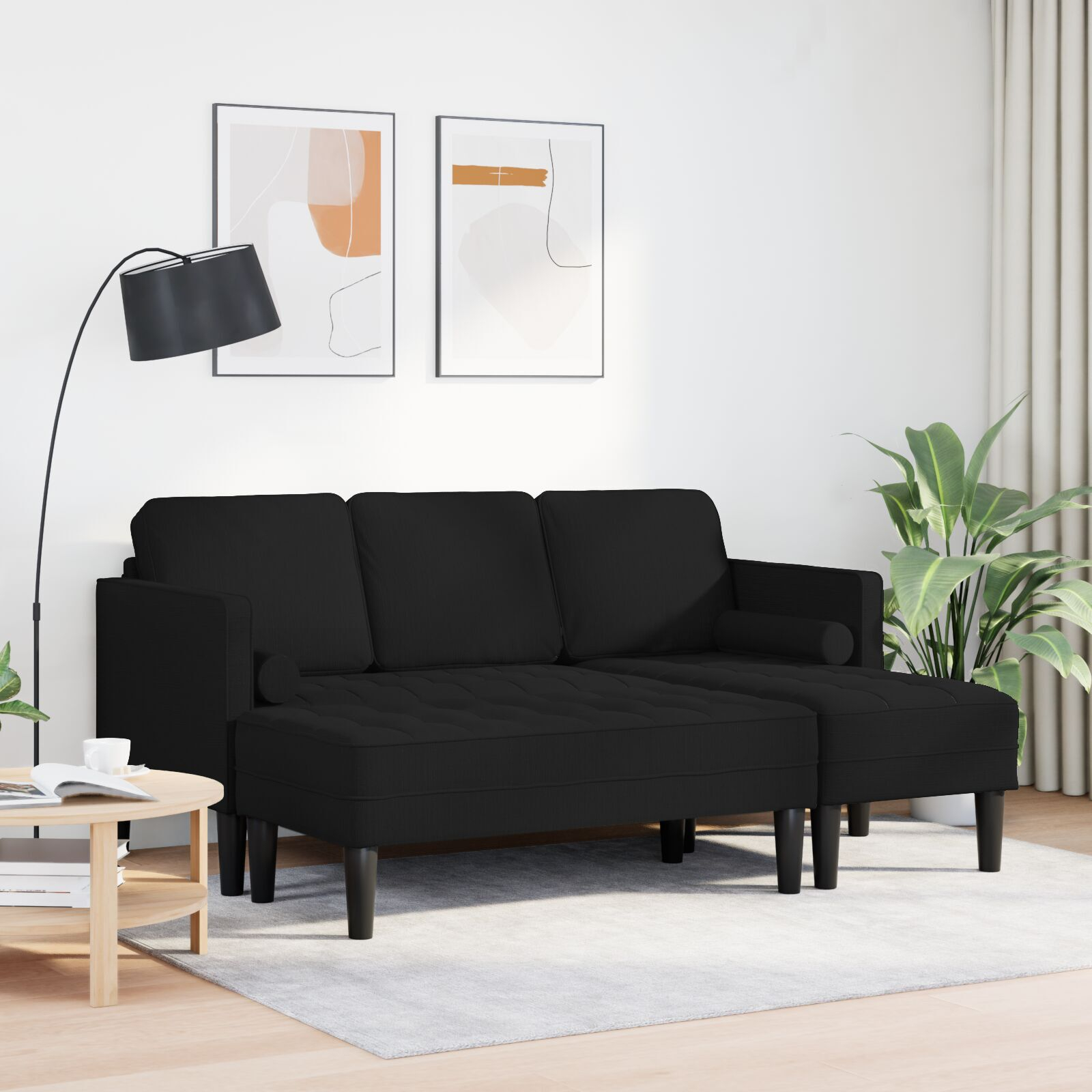 vidaXL Set de canapea 2 pcs Negru 173 x 131 x 67 cm țesătură vidaXL Set de canapea 2 pcs Negru 173 x 131 x 67 cm țesătură