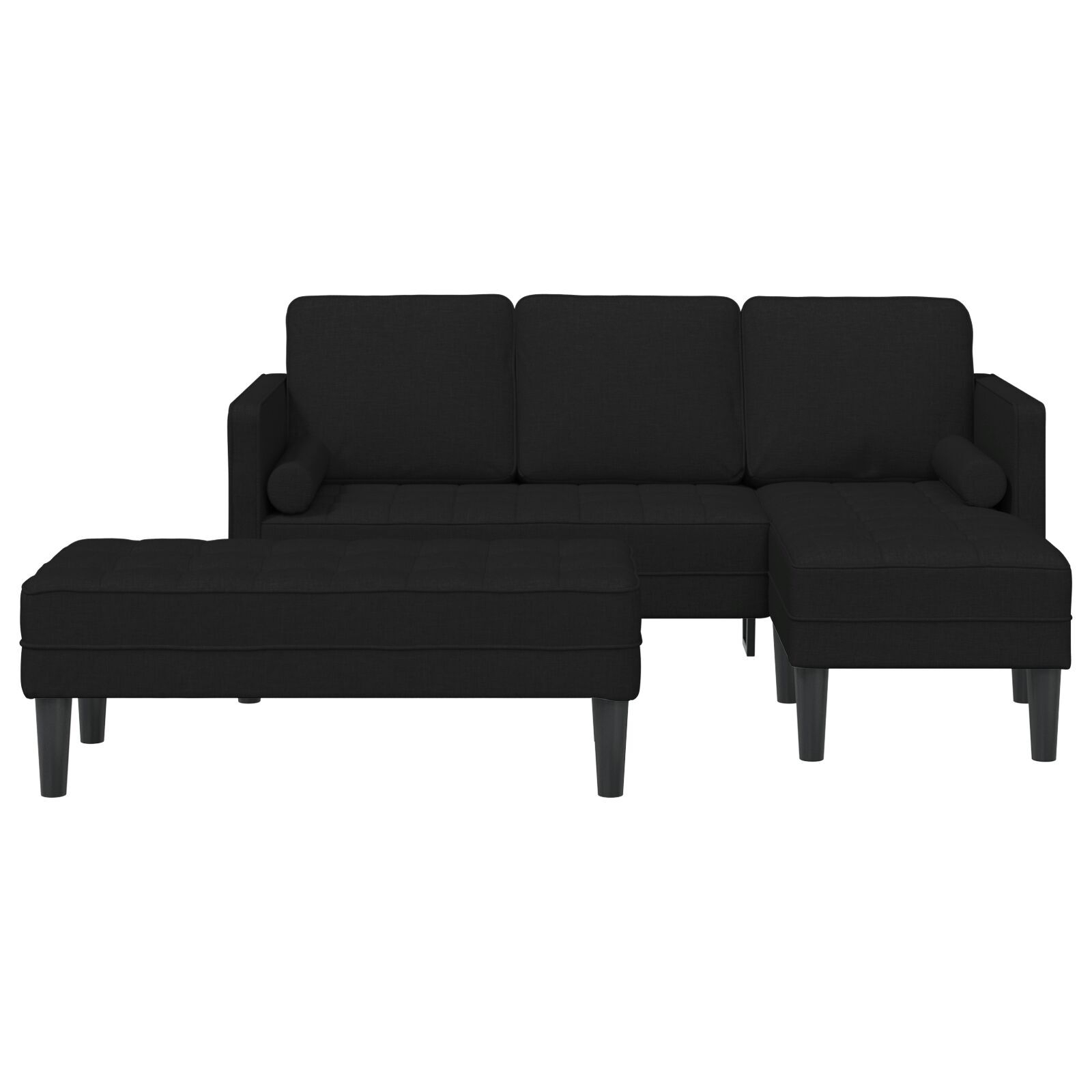 vidaXL Set de canapea 2 pcs Negru 173 x 131 x 67 cm țesătură vidaXL Set de canapea 2 pcs Negru 173 x 131 x 67 cm țesătură