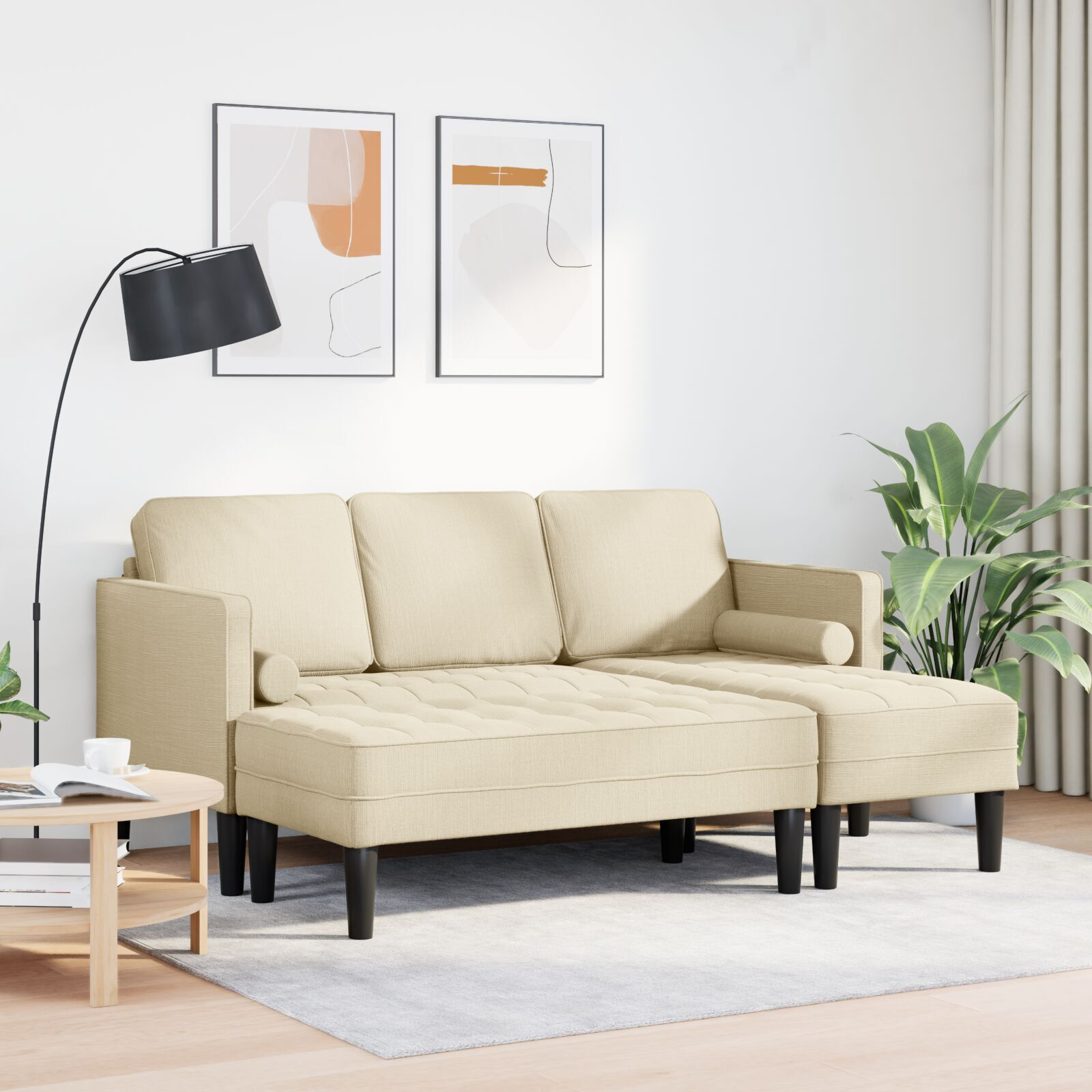 vidaXL Set de canapea 2 pcs Crem 173 x 131 x 67 cm țesătură