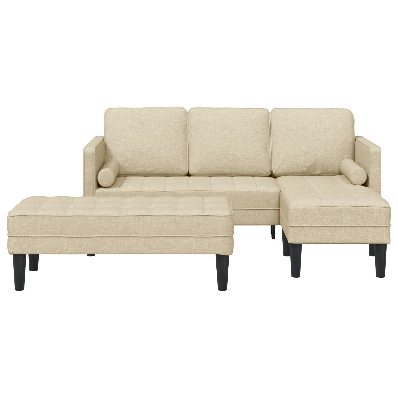 vidaXL Set de canapea 2 pcs Crem 173 x 131 x 67 cm țesătură