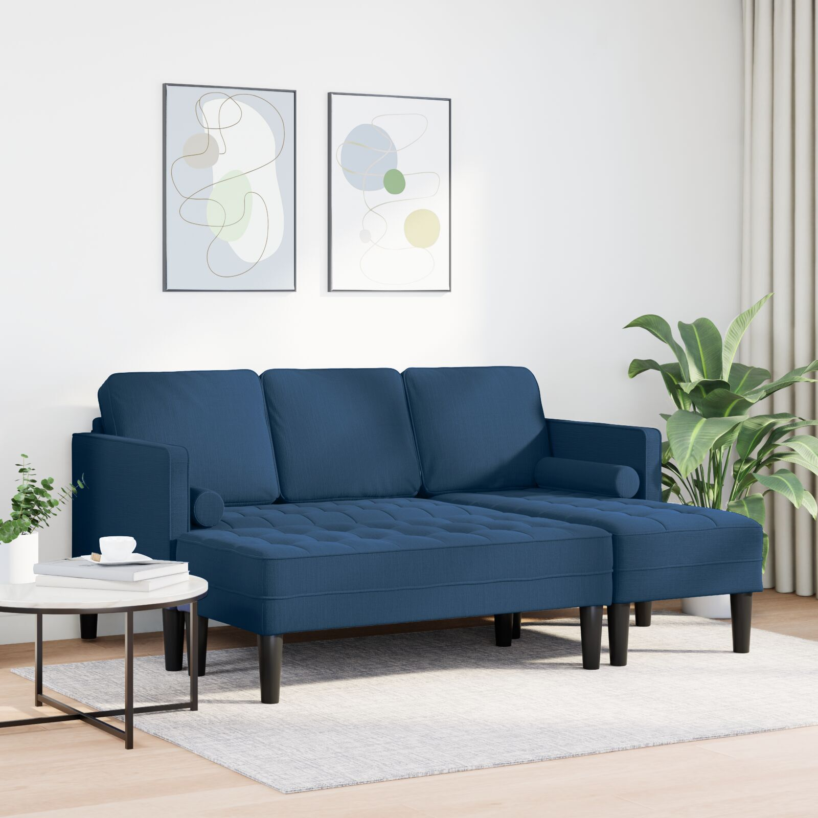 vidaXL Set de canapea 2 pcs Albastru 173 x 131 x 67 cm țesătură vidaXL Set de canapea 2 pcs Albastru 173 x 131 x 67 cm țesătură