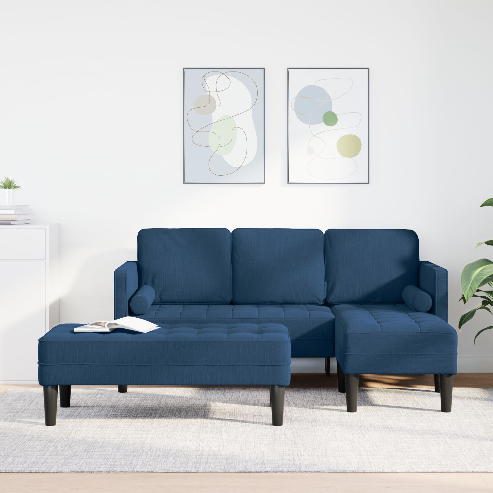 vidaXL Set de canapea 2 pcs Albastru 173 x 131 x 67 cm țesătură vidaXL Set de canapea 2 pcs Albastru 173 x 131 x 67 cm țesătură