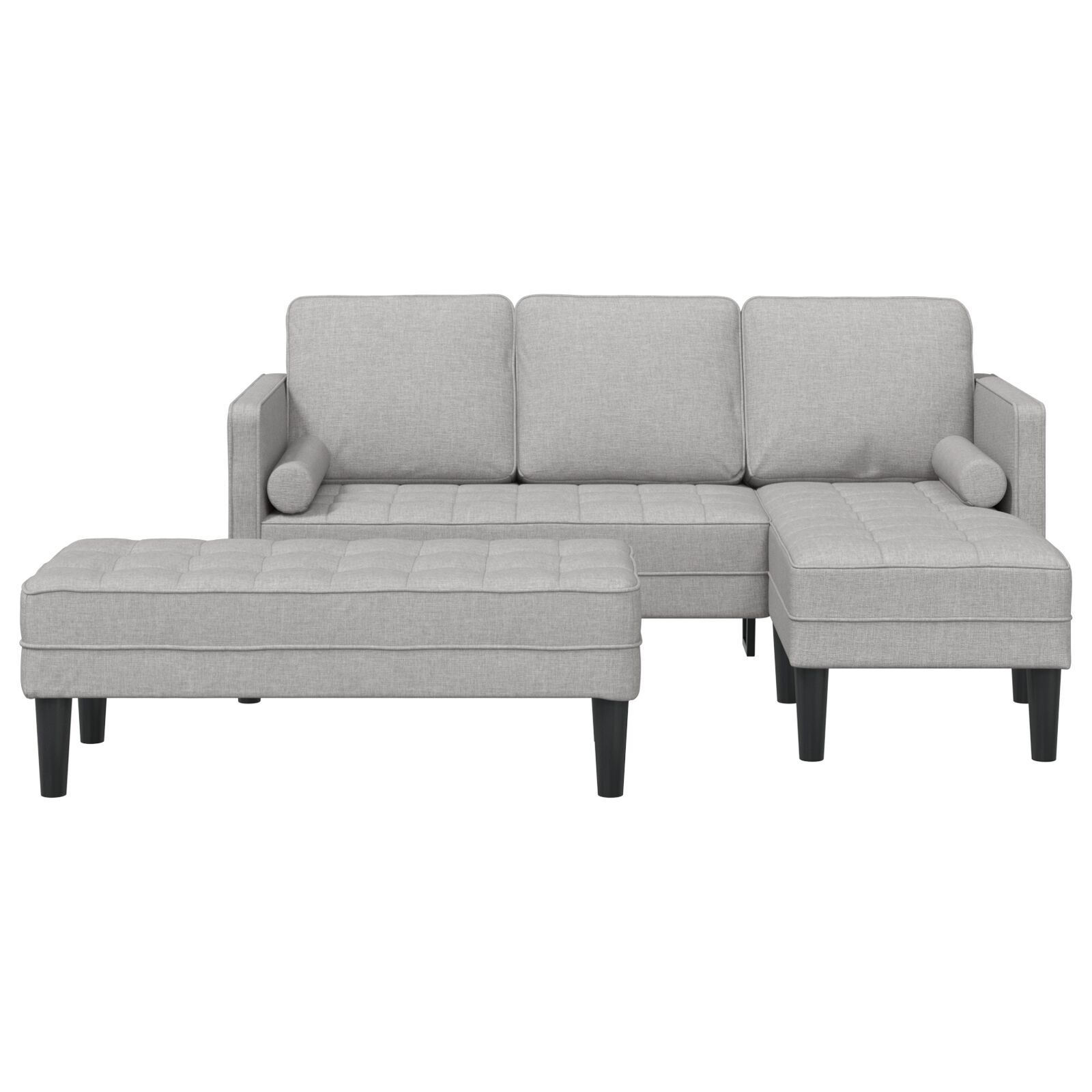 vidaXL Set de canapea 2 pcs Gri de nor 173 x 131 x 67 cm țesătură