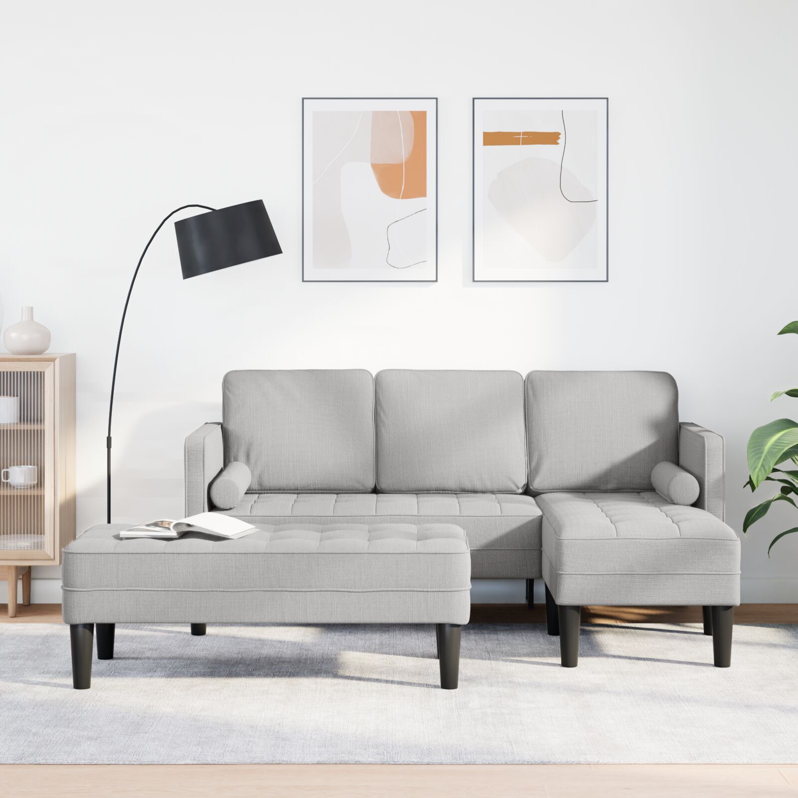 vidaXL Set de canapea 2 pcs Gri de nor 173 x 131 x 67 cm țesătură