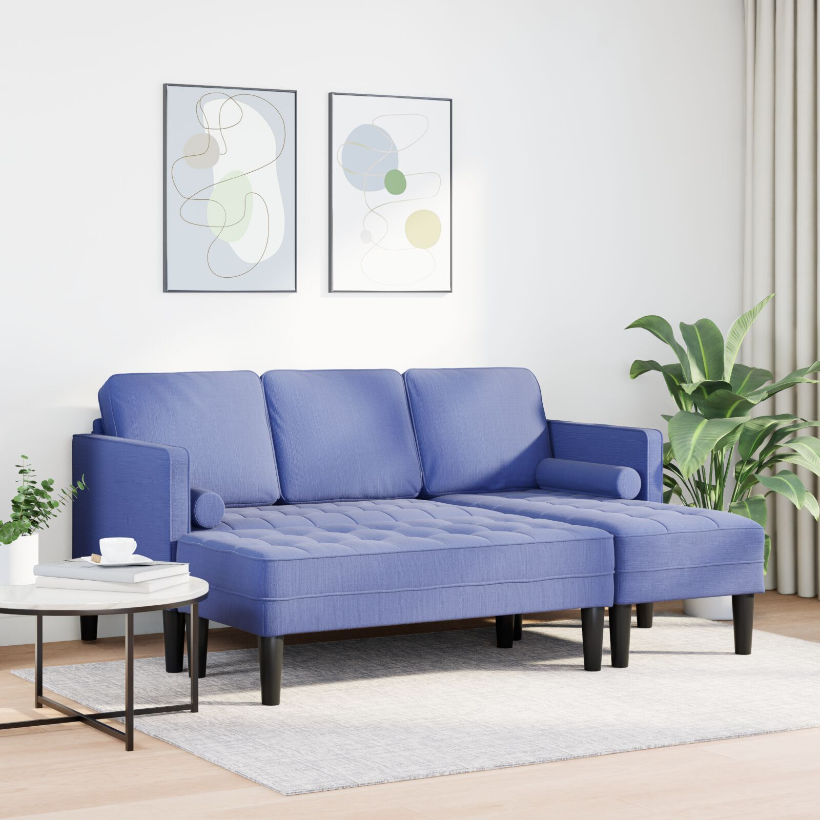 vidaXL Set de canapea 2 pcs Albastru Jeans 173 x 131 x 67 cm țesătură vidaXL Set de canapea 2 pcs Albastru Jeans 173 x 131 x 67 cm țesătură