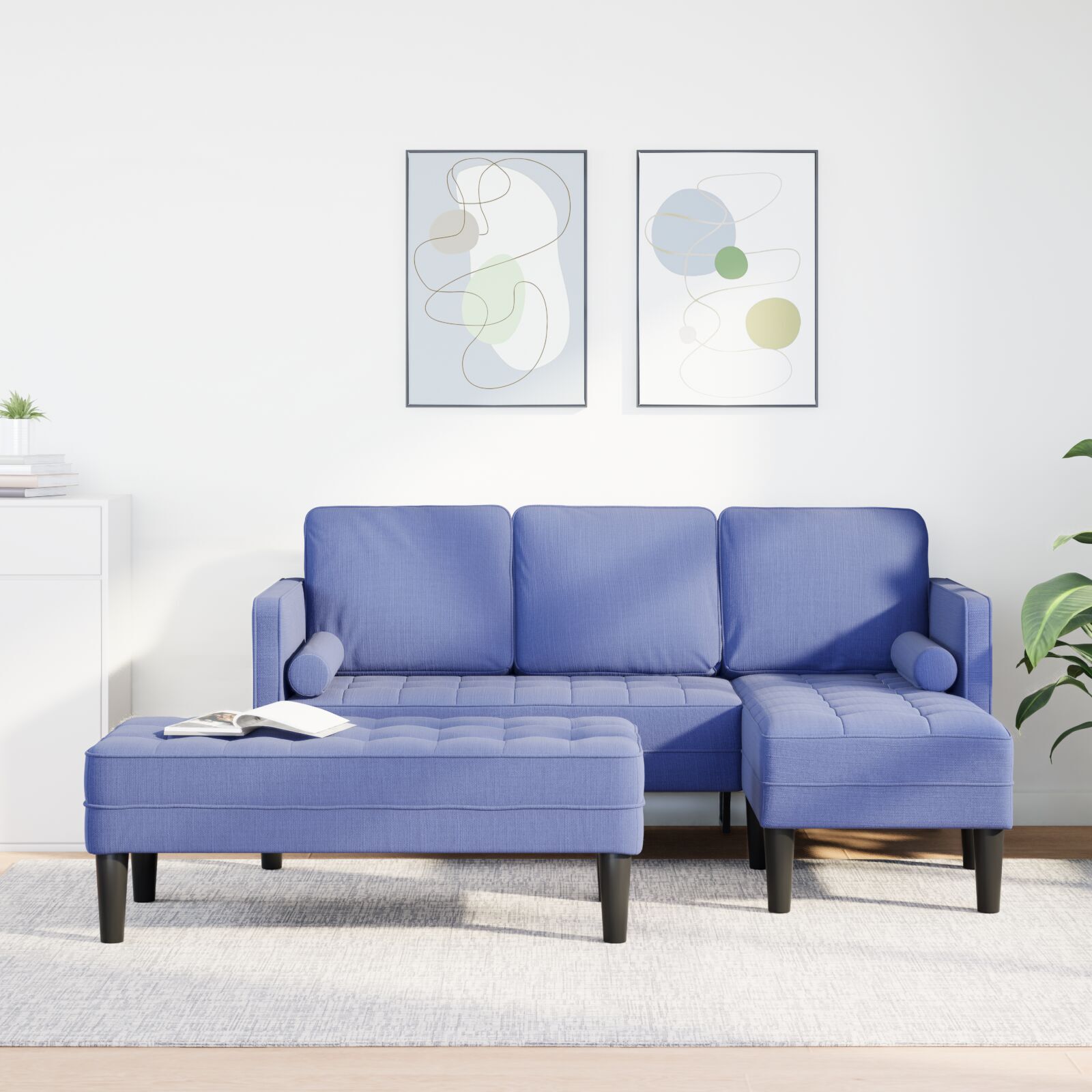 vidaXL Set de canapea 2 pcs Albastru Jeans 173 x 131 x 67 cm țesătură vidaXL Set de canapea 2 pcs Albastru Jeans 173 x 131 x 67 cm țesătură