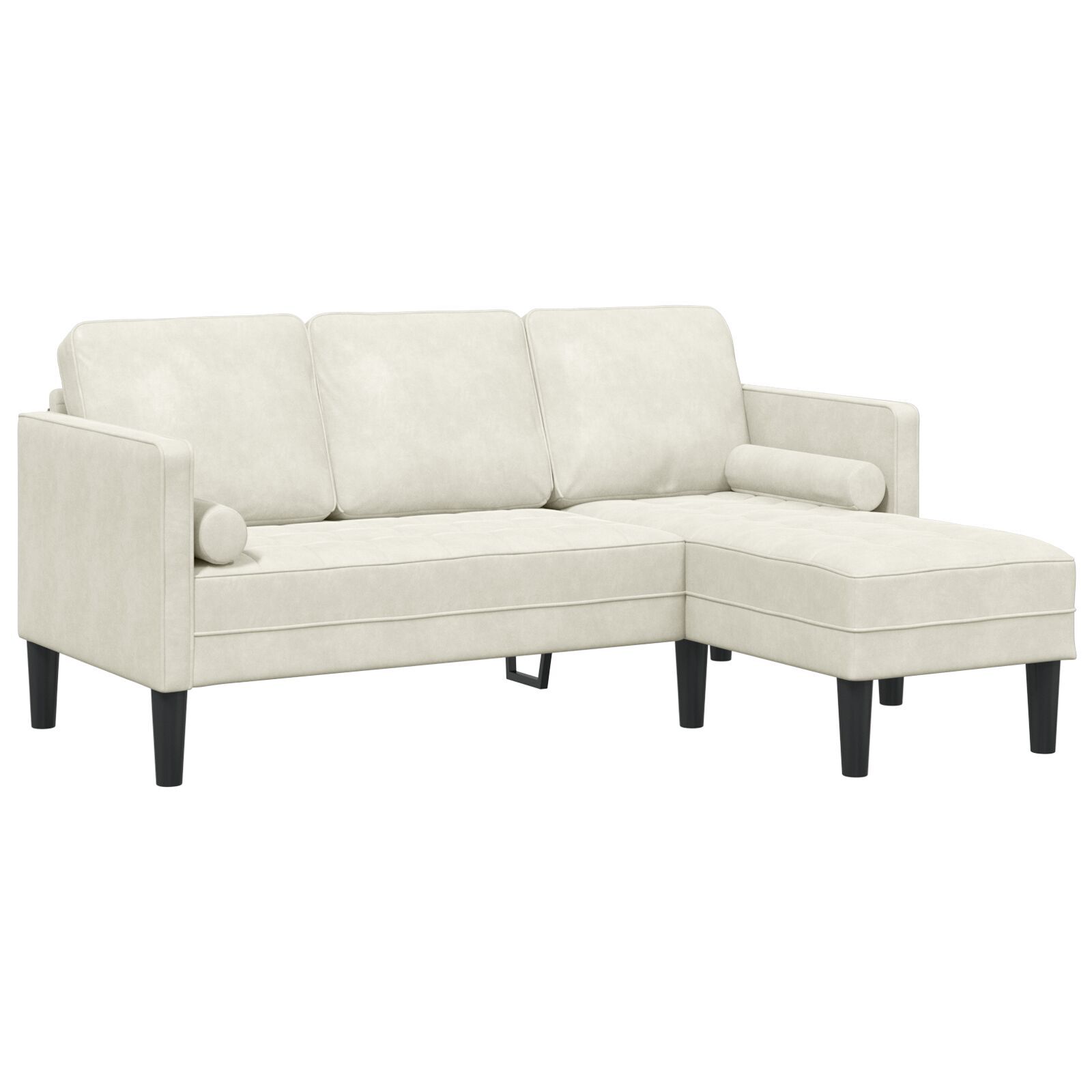 Sofa de Grădină vidaXL cu Bancă și Perne în Formă de L din Catifea Crem Sofa de Grădină vidaXL cu Bancă și Perne în Formă de L din Catifea Crem